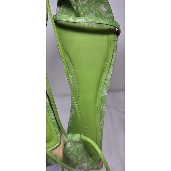Schutz Sasha Beaded Boho Ankle Wrap Sandal Green Paisley Size 11B NEW - Picture 7 of 9